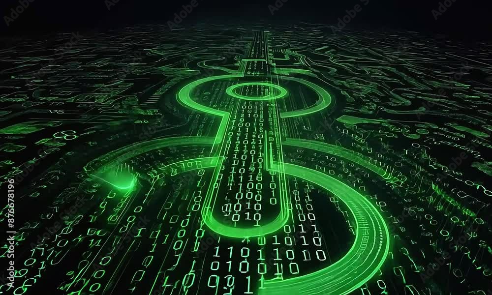 Aufkleber Green binary computer code