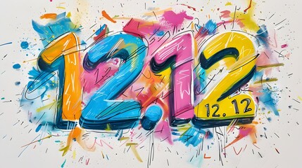 Vibrant Colorful Graffiti Style Artwork with Expressive 12 12 Date Composition