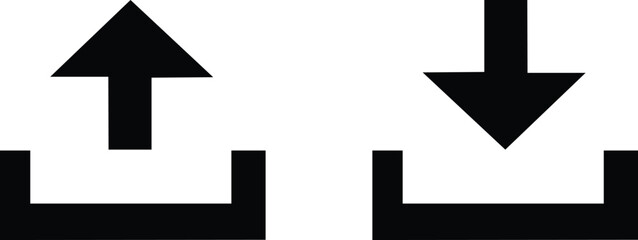 black arrow isolated on white download and upload icon