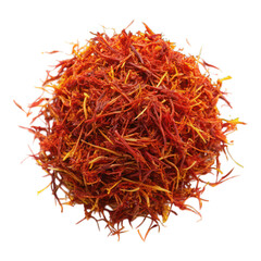 Naklejka premium Dried saffron pile top view isolated on transparent background