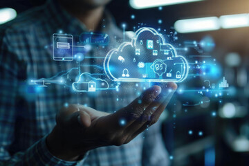 Fototapeta premium Cloud storage and cloud computing concepts