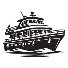 Obraz premium Boat silhouette vector illustration isolated on a white background