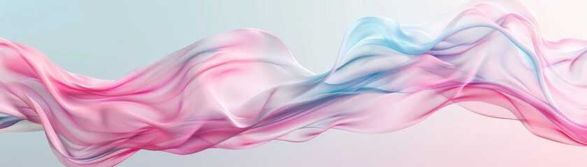 Obraz premium Abstract pastel pink and blue flowing waves, smooth swirls on a light background, conveying tranquility and elegance.