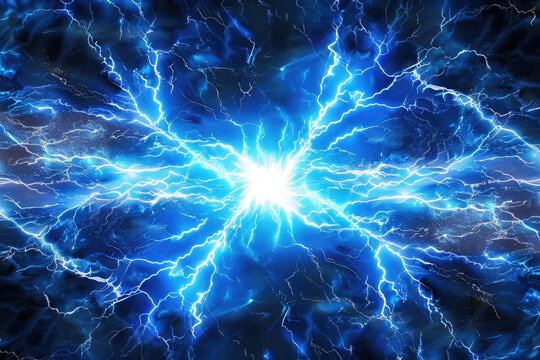 Intense blue lightning