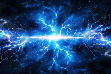 Intense blue lightning
