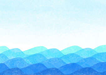 Obraz premium 爽やかな波の水彩背景