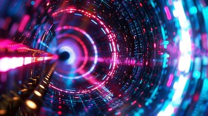 Obraz premium Colorful Technology Abstract Light Tunnel Background