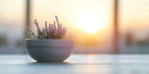 Morning routine focuses on mindfulness health and positivity in peaceful surroundings. Concept Mindfulness, Health, Positivity, Peaceful Surroundings,