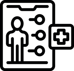 Icon of an online medical record showing a patient using a healthcare app on a smartphone