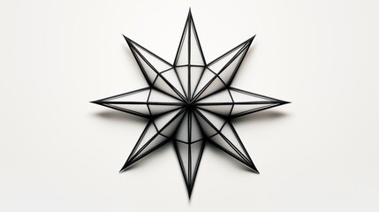 Obraz premium Geometric Abstract Eight-Point Star Design in Black Outline