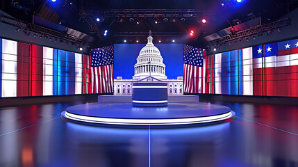 The podium in the US election television studio