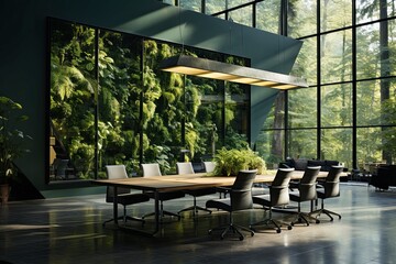Fototapeta premium Empty Modern Office Space Blurred Background 