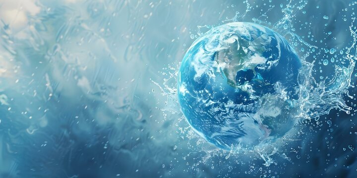 Design of planet Earth made of water for World Water Day. Concept Water Conservation, Earth's Preservation, Global Awareness
