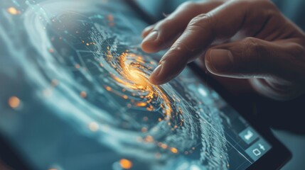 Advanced Hurricane Preparedness Technology: Detailed Forecast Models and Safety Alerts on Digital Tablet