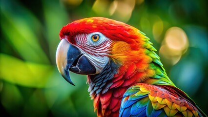 Obraz premium Close up of a colorful parrot showing vibrant feathers and intricate patterns , parrot, bird, close-up, vibrant, colorful