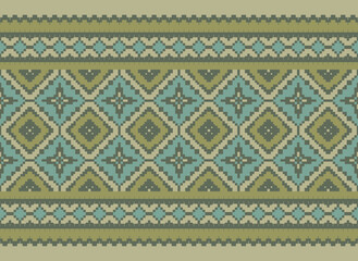 Cross Stitch Pattern With Hearts and Bird Couple. Traditional Ethnic Motifs Ikat Geometric Fabric Pattern Cross Stitch. Ikat Embroidery Ethnic Oriental Pixel 