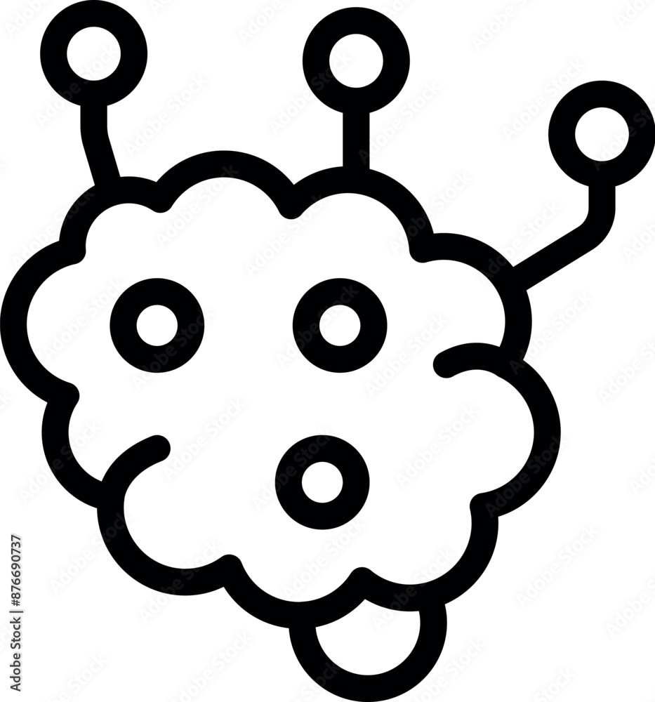 Poster simple icon of a cloud with data centers connected, representing cloud computing and network infrast