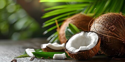 Coconuts are nutritious with fiber healthy fats hydration and heart support. Concept Health benefits of coconuts, Nutritious fiber, Healthy fats, Hydration support, Heart health benefits