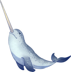 Narwhal Watercolor Illustration © Hydric
