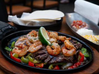 Popular Mexican food Fajitas in the restaurant at Metro Manila, Philippines
