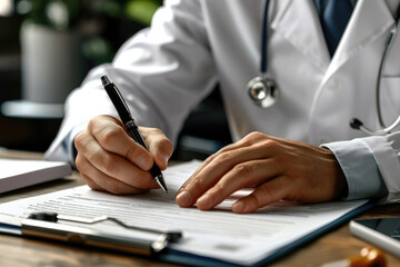 Fototapeta premium The doctor is writing a diagnosis report