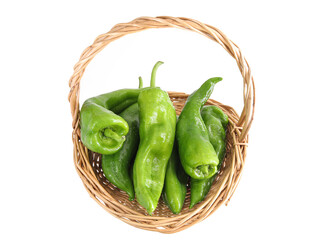 green peppers on a white background