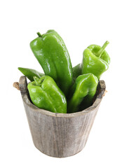 green peppers on a white background
