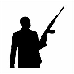 Silhouette of a woman with a gun