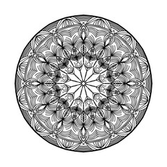 Mandala for coloring book, round ornament, irregular floral shape decoration, oriental vector, stress therapy pattern, weave yoga vector logo design element. adult mandala for coloring
