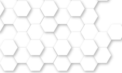 Abstract white hexagon pattern background. Abstract hexagon technology design background. Futuristic honeycomb mosaic white background. Vector Illustration. 