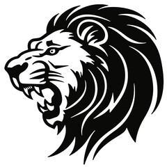 Illustration of lion with black and white style