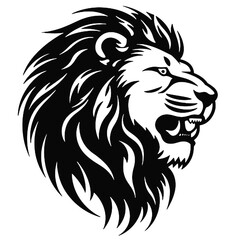 Illustration of lion with black and white style