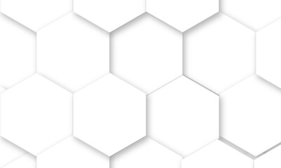 Abstract white hexagonal geometric background with shadow. Luxury White 3D futuristic honeycomb mosaic white background. Abstract white lines background. Vector Illustration.