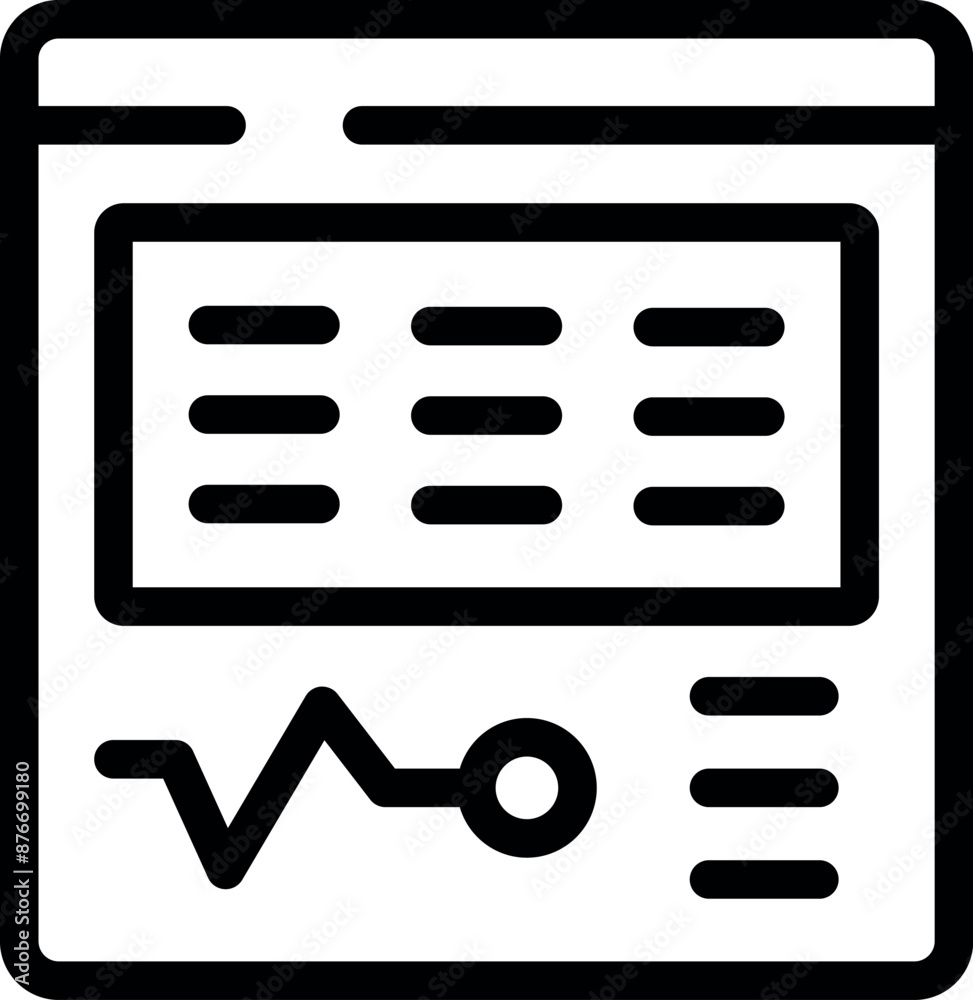 Aufkleber line art icon of a business monitoring app displaying statistics data and analytics