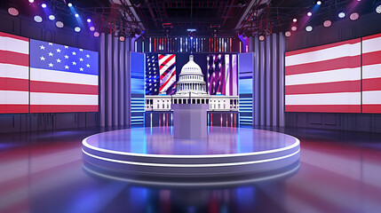 The podium in the US election television studio