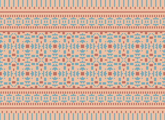 Ethnic Vector Cross Stitch Pixel Pattern Ethnic Patterns Abstract Art Design for Carpet Wallpaper Clothing. Premium. Embroidery. Vector Pixel Art Pattern.