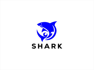 The logo features a sleek, stylized shark, captured either with a dynamic, forward moving pose to suggest speed and strength.