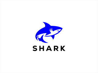 The logo features a sleek, stylized shark, captured either with a dynamic, forward moving pose to suggest speed and strength.