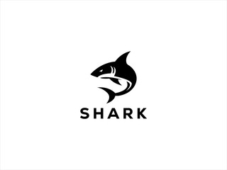 The logo features a sleek, stylized shark, captured either with a dynamic, forward moving pose to suggest speed and strength.