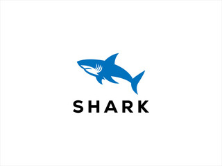 The logo features a sleek, stylized shark, captured either with a dynamic, forward moving pose to suggest speed and strength.
