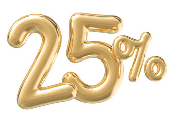 25 Percent Off Sale Gold Number 3D