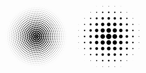 Set of black halftone dots backgrounds. vector modern dots halftone design