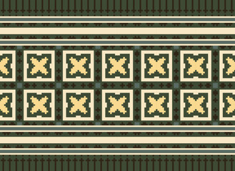 Cross Stitch Embroidery. Ethnic Patterns. Native Style. Traditional Design for Texture, Textile, Fabric, Clothing, Knitwear, Print. Geometric Pixel Horizontal.