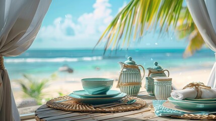 Obraz premium Background featuring a sunny beach resort with modern architecture, designed for relaxation and outdoor enjoyment.