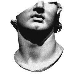 Collage design elements sculpture dotted pop art style. Retro halftone effect. Set of statues with retro elements of the 90s