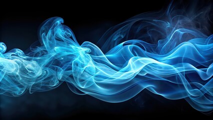 Fototapeta premium Ethereal blue smoke waves with a soft, translucent gradient, abstract, flowing, ethereal, blue, smoke, waves, soft