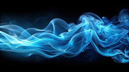 Fototapeta premium Ethereal blue smoke waves with a soft, translucent gradient, abstract, flowing, ethereal, blue, smoke, waves, soft