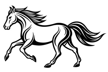 Horse running icon silhouette vector art illustration