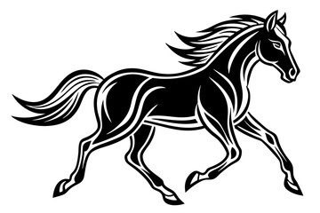 Horse running icon silhouette vector art illustration