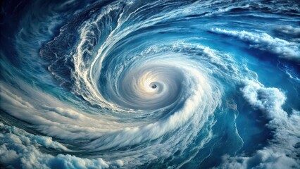 A powerful hurricane swirling over a tropical ocean, storm, cyclone, tropical, weather, nature, disaster, extreme, wind